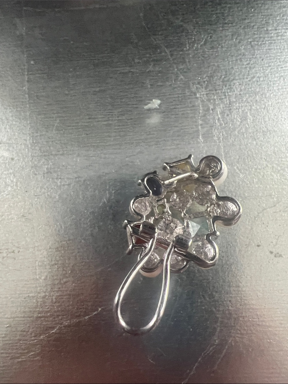 Pearl Cluster Stud Earrings with Multicolor Gem Accents - Picture 2 of 4